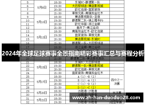 2024年全球足球赛事全景指南精彩赛事汇总与赛程分析